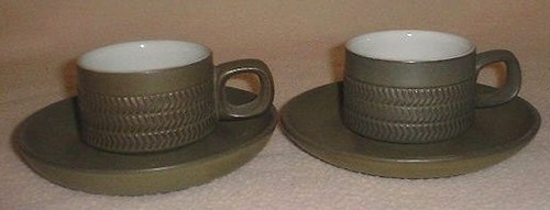 Denby chevron teacup saucers - denby, teacup/saucers