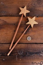 Handmade Wooden Star Wand Natural Wood Gold Home Decor Gift Wedding Solid Timber