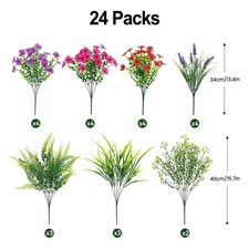 Realistic Silk Flowers 24 Bundles Red Rose Purple For All Year? Decoration