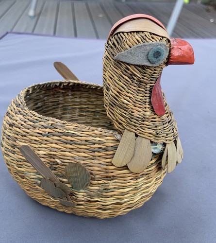 Vintage wicker chicken egg - vintage,