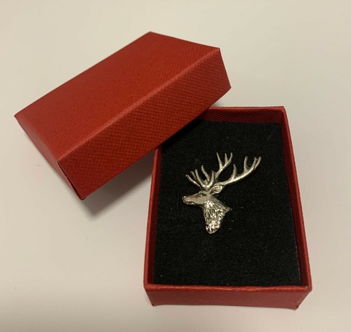 Stag head silver pewter pin - head,