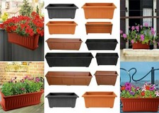 Plastic Window Trough Long Plant Planter Pot Herb Flower Box Outdoor Garden Home