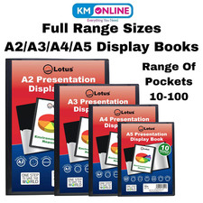 A5/A4/A3/A2 BLACK PRESENTATION DISPLAY BOOK FOLDER 20/40/60/80 POCKET RANGE