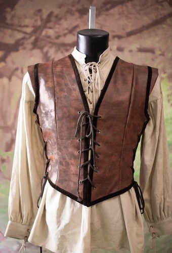 Medieval brown leather surcoat - brown,