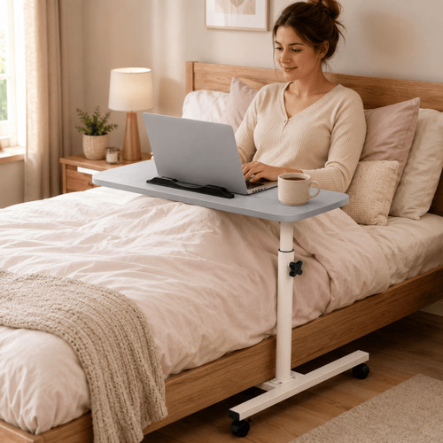 Adjustable overbed table with - overbed,