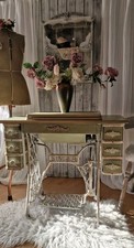 WORKING ORDER VINTAGE SINGER SEWING MACHINE WITH TABLE, HAND-PAINTED & RENOVATED