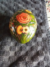 Vintage Hand Painted Papier Mache Decorative Egg Trinket Box 