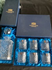 Thomas Webb Crystal Glass Whiskey Glasses set of 6 + Decanter Boxed New