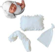 3pcs Set Newborn Photography Props, Newborn Swaddle Wrap Blanket Hat & Pillow