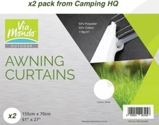 1 Pair of Awning curtains WHITE Caravan Motorhome camper 155 X 70cm (x2 curtain)