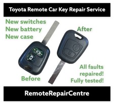 Toyota Aygo 2005 - 2014 2 button remote key fob case battery repair replacement