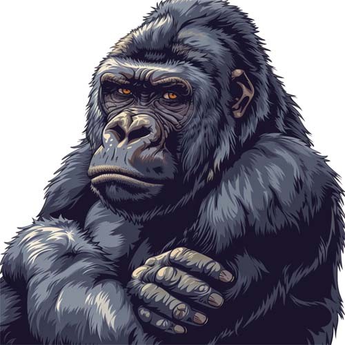 Colourful funny cute gorilla - colourful,