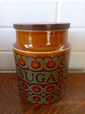 Hornsea Bronte Sugar Canister Storage Jar Wooden Lid Vintage 70s