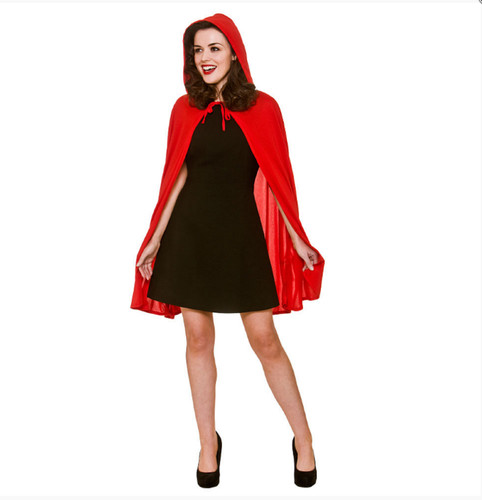 Ladies short red riding - short, hood