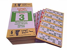 750 6 Page Games Jumbo Bingo Tickets 6 To View 1-90 Books Cards Serial Numbers