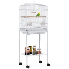 PawHut Bird Cage for Budgie Finch Canary Parakeet W/ Stand Tray White