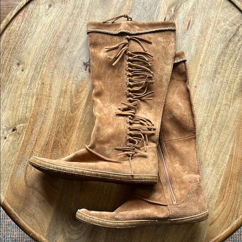 Ugg fringe tan suede knee - fringe,