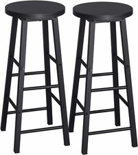 WOLTU 2x Bar Stools Kitchen Breakfast Pub Stools MDF Seat Bar Chairs Metal Legs