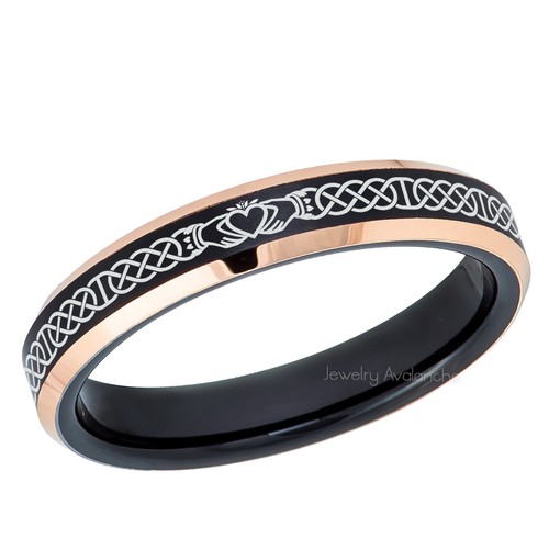 4mm celtic claddagh - ring, black