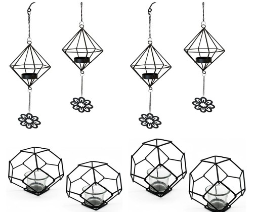Black iron tea light - 4x,
