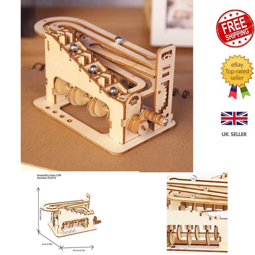 Wooden marble run mechanical - marble,