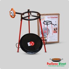38cm Spanish Enamelled Steel Paella Pan & 30cm Gas Burner Kit / Set - Square Leg