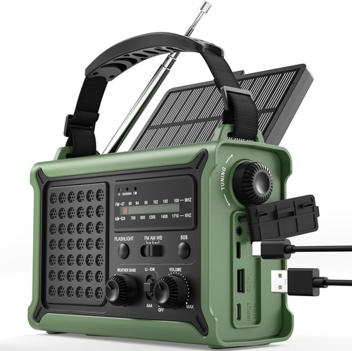 Wind radio with solar - wind-up,