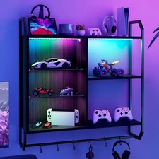 RGB Light Gaming Storage Rack Wall Mounted Floating Shelf Adjustable Shelves