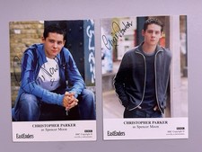 EastEnders Spencer Moon Christopher Parker Signed Cast Cards x2