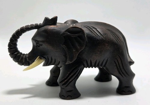 Vintage carved wooden elephant - vintage,
