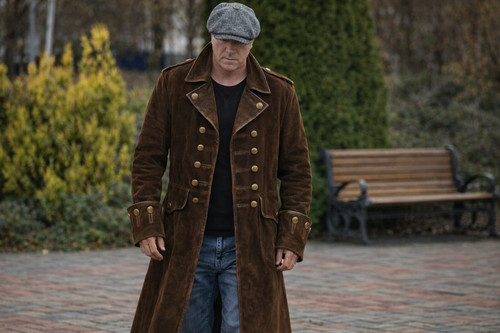 Brown suede leather trench - brown,