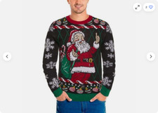 UGLY HOLIDAY SWEATER  Men's Novelty Santa Ugly Christmas (SANTA,XL) NWOT