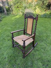 Antique Barley Twist Bergere Small Rocking Chair  Cane
