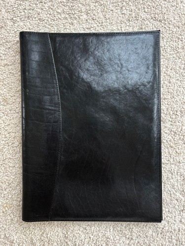 Black leather portfolio - black,