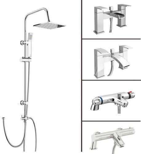 Modern chrome bath - chrome, shower