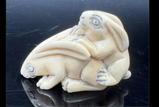 Carved Naughty Rabbit Netsuke