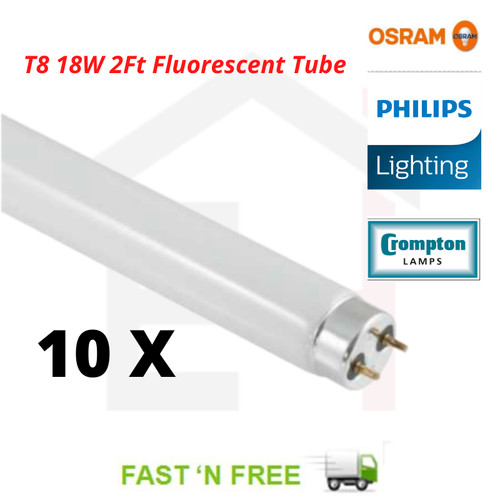 10x 18w 2ft fluorescent - 10x, t8
