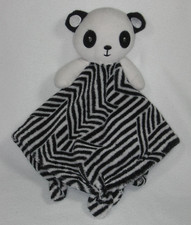SL Home Fashions Panda Bear Security Blanket Baby Lovey Black White Stripes