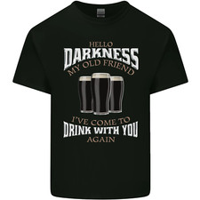 Hello Darkness My Old Friend Funny Guinness Mens Cotton T-Shirt Tee Top