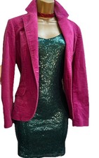 Zara basic  Purple pink  stretch cotton Velvet Blazer/jacket Size M satin lined 