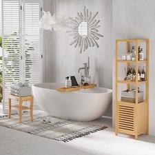 Extendable Bath Rack Bathroom Tray Bamboo Wooden Bathtub Shelf Wine Holder