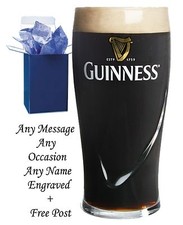 PERSONALISED ENGRAVED PINT BEER GLASS DAD, GRANDDAD, GUINNESS GIFT 