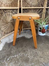 Vintage Stacking Stool Mid Century Wooden Wood Effect Vinyl Covered Seat Retro!