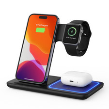 Wireless Charger For iPhone Apple Watch & AirPods 3 in 1 Wireless Charger Stand