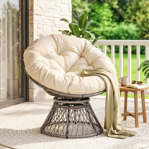 Outsunny swivel rattan papasan - outsunny,