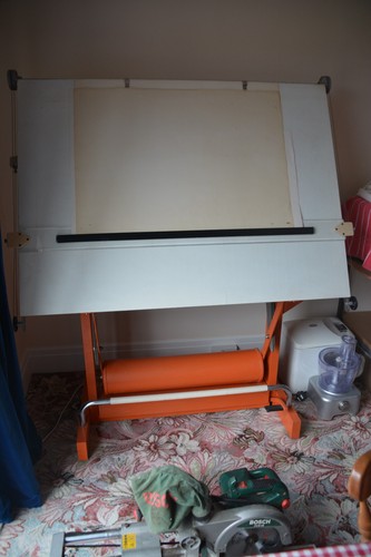 Orange drafting machine - machine, board