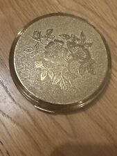 Vintage Stratton Powder Compact. Gold Tone Flowers Floral. VGC. Unused.