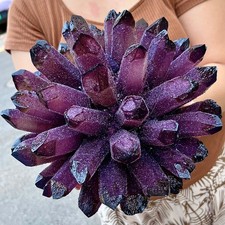 8.55LB Beatiful Purple Tibetan Ghost phantom Quartz Crystal Cluster Specimen