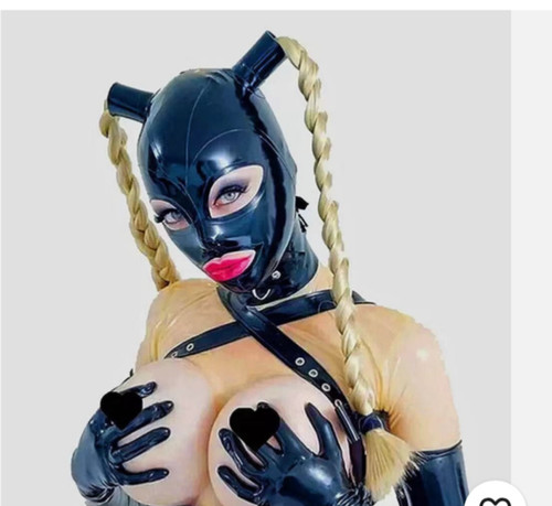 Latex hood blond ponytail - blond,