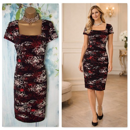 Roman black red floral bodycon - roman,